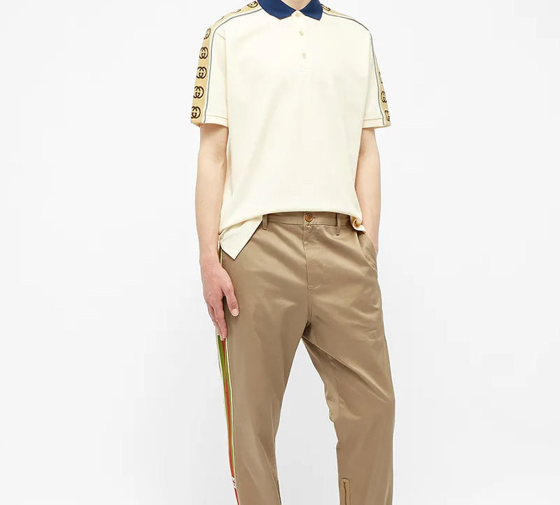 Gucci Interlock Double G Stripe Short Sleeve Polo Shirt White 598949-XJB0Q-9247