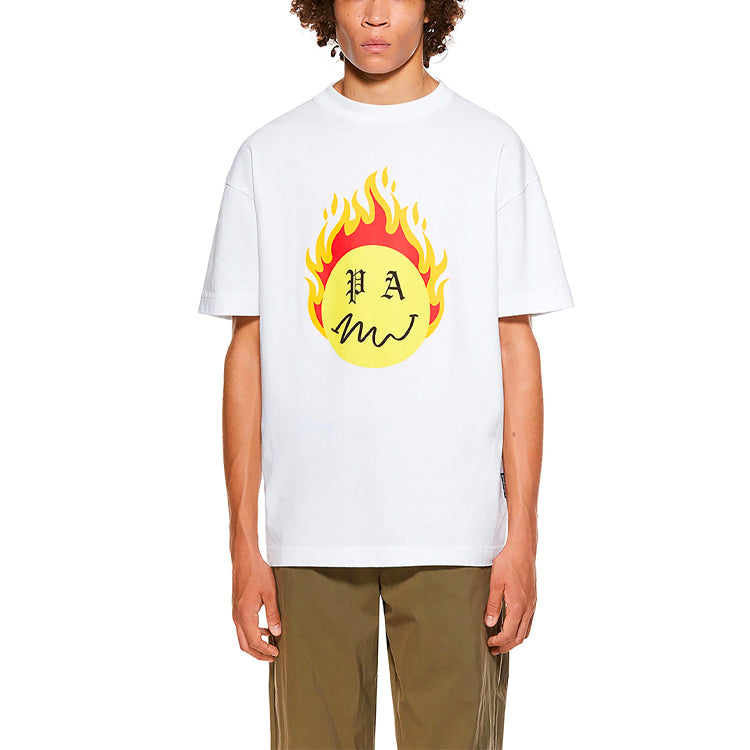 Palm Angels Burning Head Short-Sleeve T-Shirt 'White/Yellow' PMAA001R21JER0040118