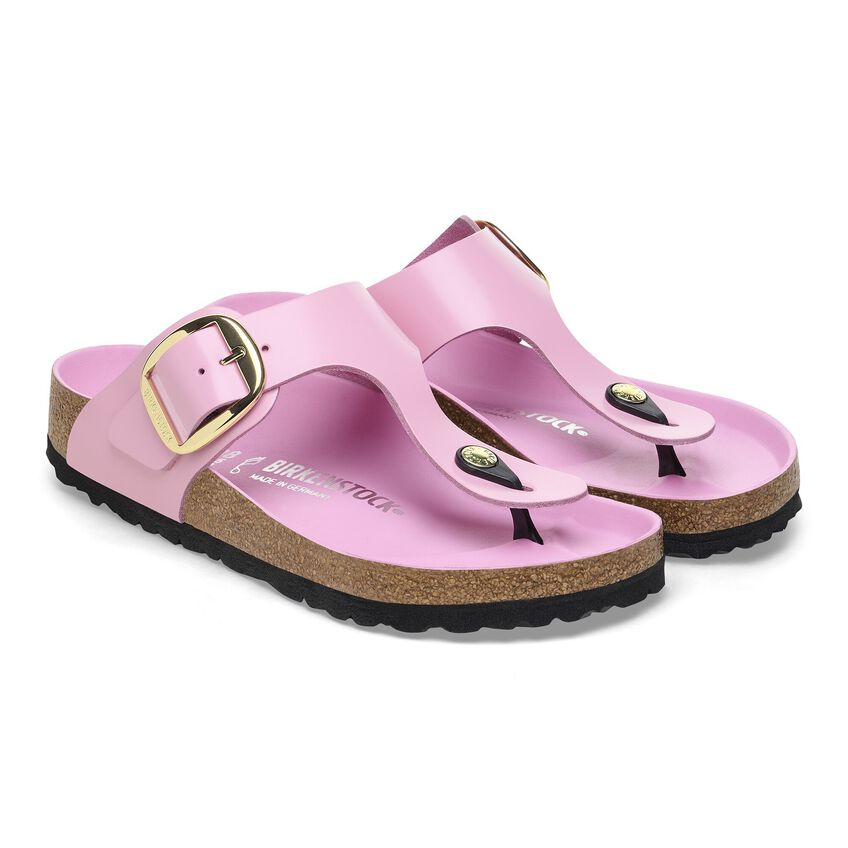 (WMNS) Birkenstock Gizeh Big Buckle Natural Leather Patent Narrow Fit Sandals 'High-Shine Fondant Pink' 1026493