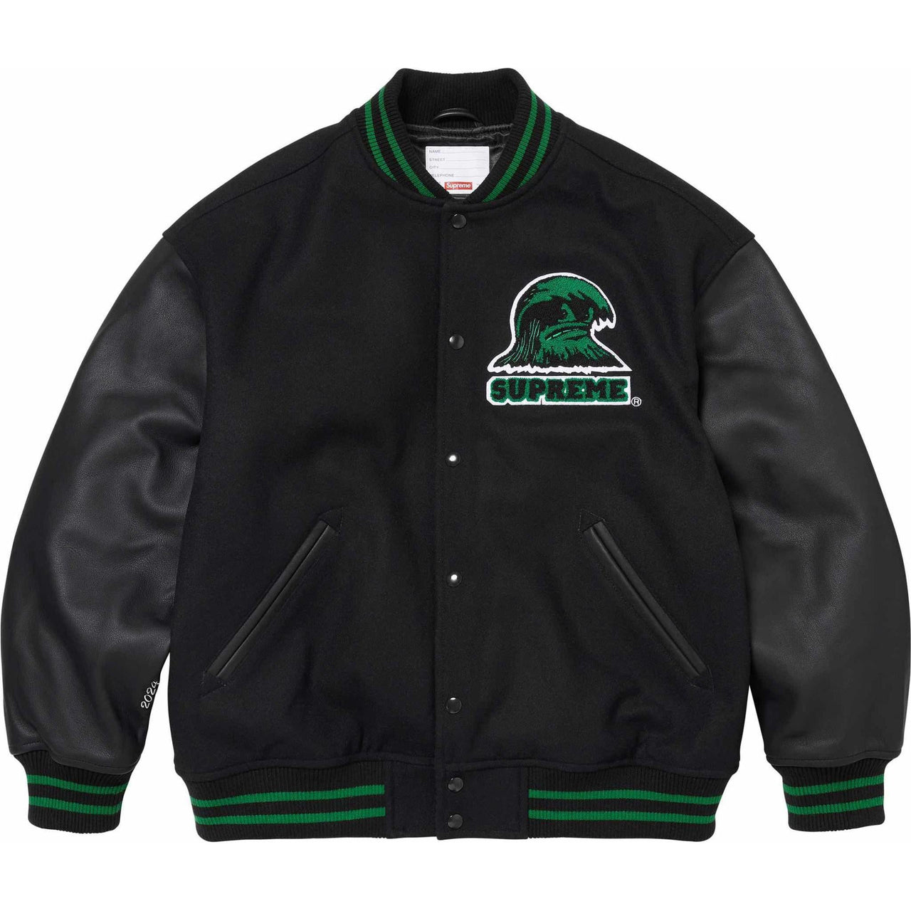Supreme Wave Varsity Jacket 'Black Green' SUP-SS24-180