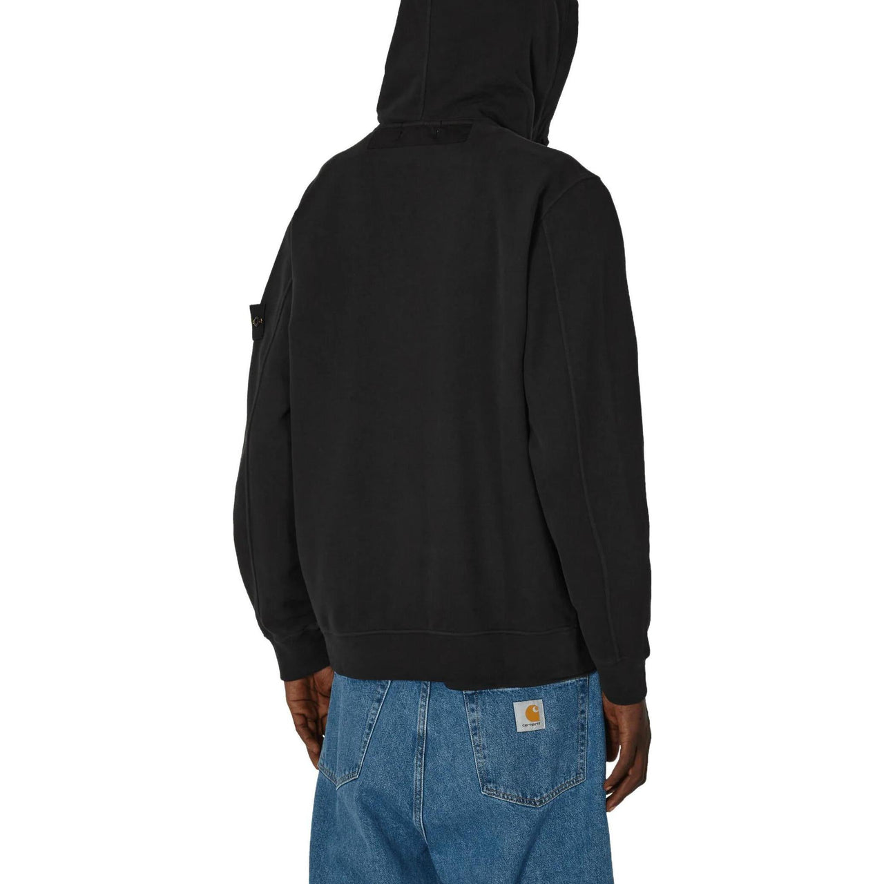 STONE ISLAND Logo Patch Zip-Up Hoodie 'Black' 791560477-V0029
