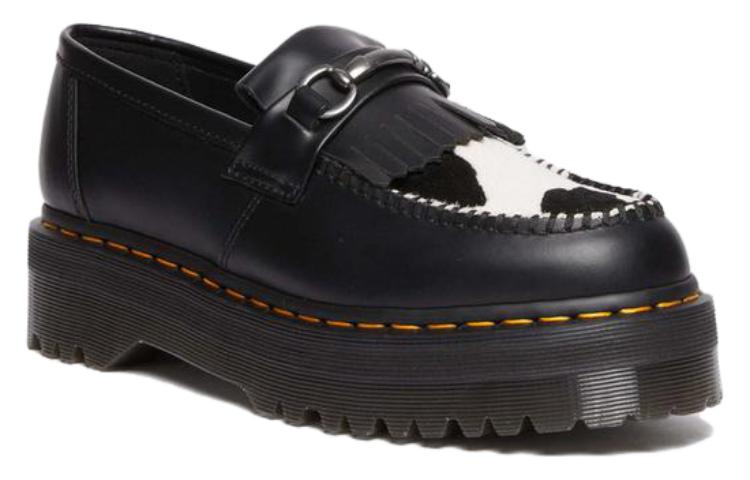 Dr.Martens Adrian Snaffle Hair On & Leather Cow Print Kiltie Loafers 'Black' 31097937