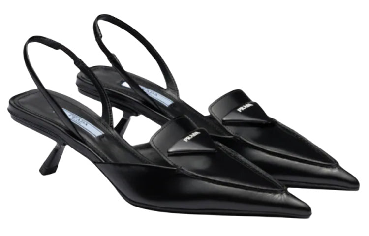 (WMNS) PRADA Brushed Leather Slingback Pumps 'Black' 1D896M_055_F0002_F_055