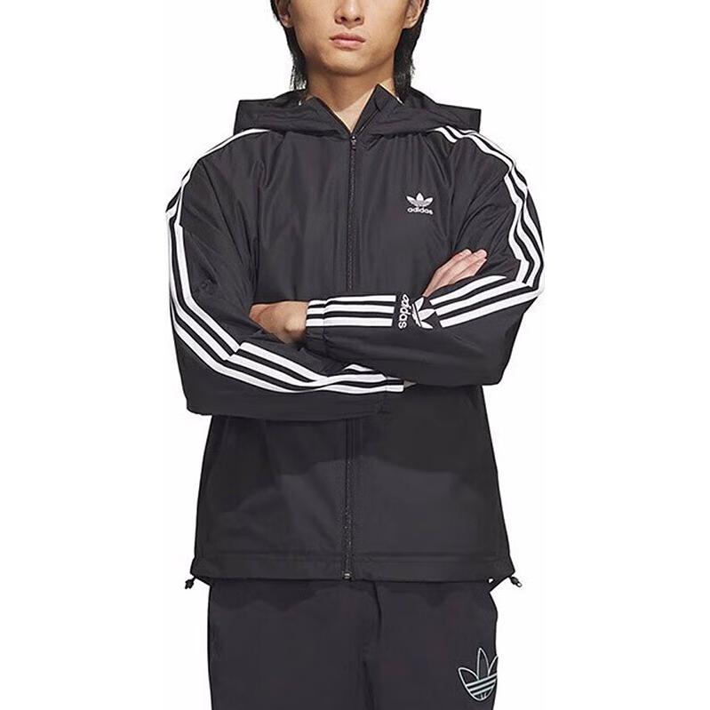 adidas Adicolor 3-stripes Windbreaker Full Zip Jacket 'Black' IK8673