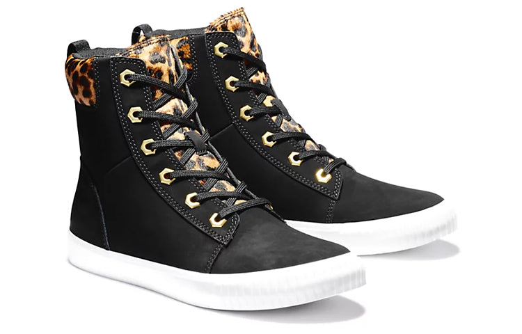 (WMNS) Timberland SKyla Bay 6 Inch Boot 'Black Nubuck wtih Cheetah Collar' A2F1P001