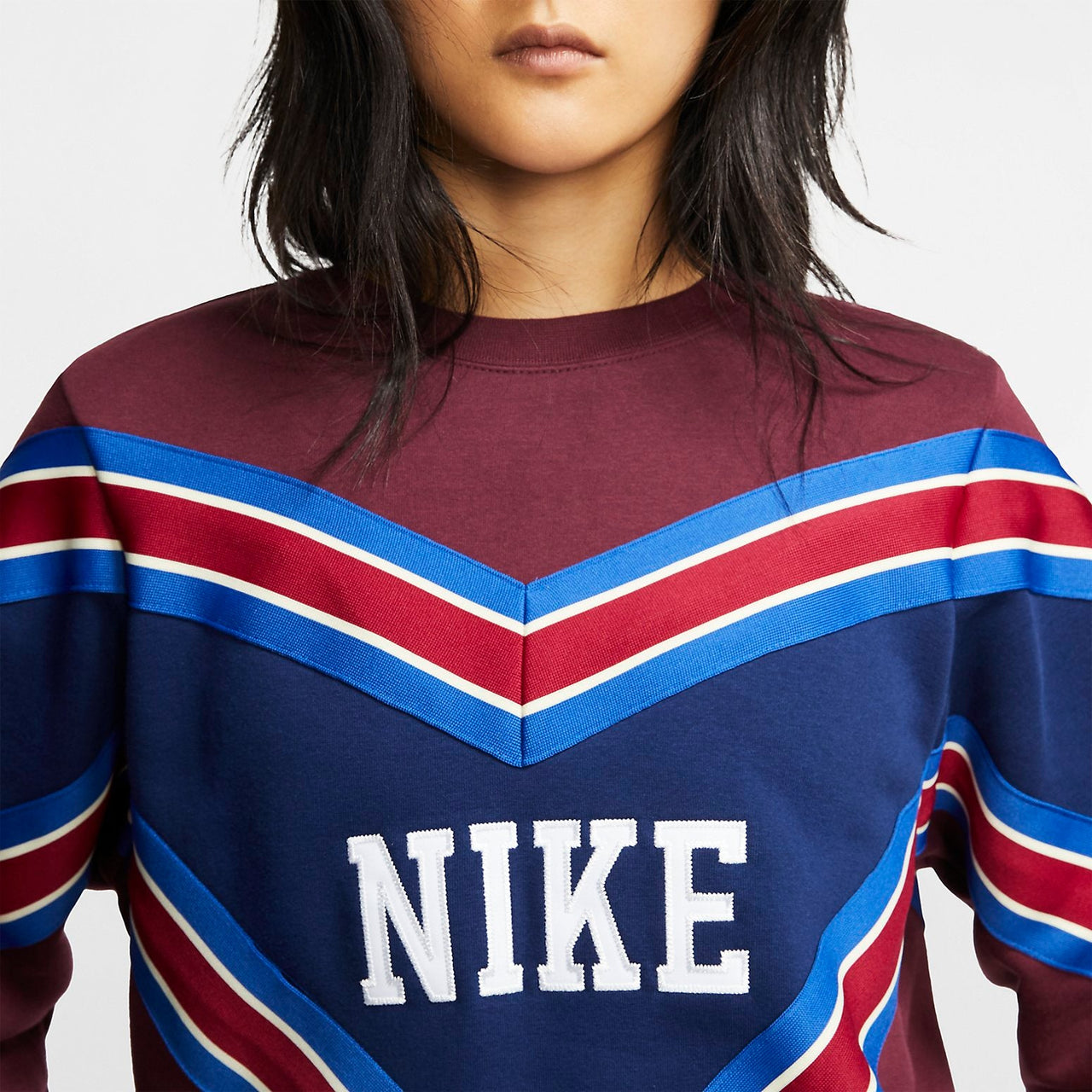 (WMNS) Nike Splicing Fleece Lined Knit Round Neck Pullover 'Red Blue' BV2921-681