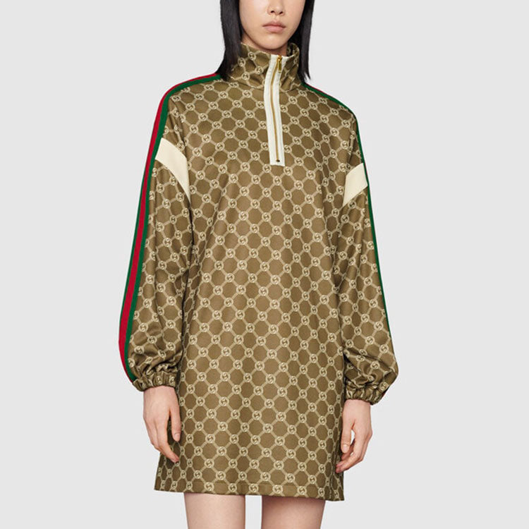 (WMNS) Gucci Interlocking G technical jersey dress 'Olive green Ivory 678689-XJD1G-3357