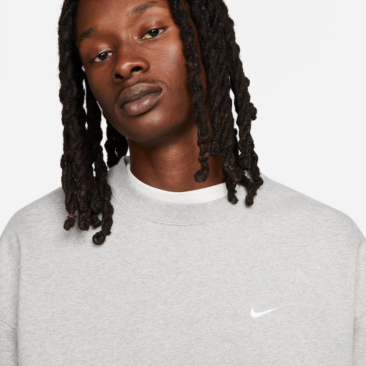 Nike Solo Swoosh Fleece Crew Sweat 'Dark Grey Heather White' DX1361-063