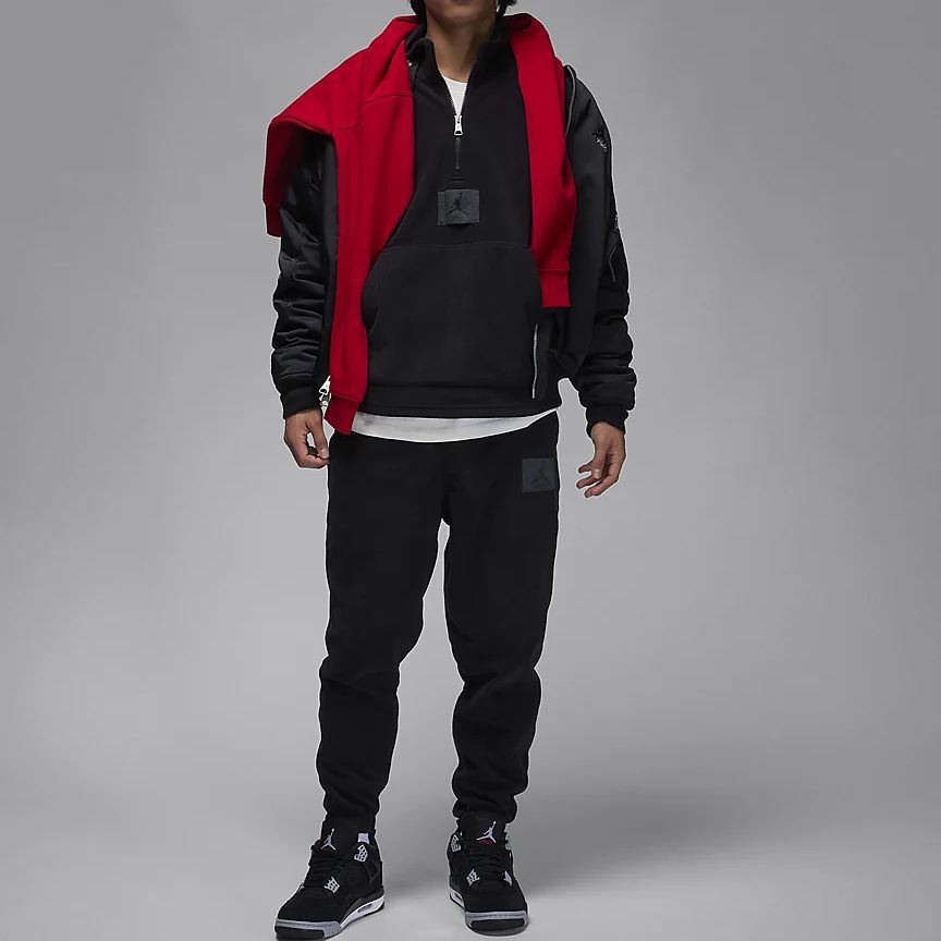 Air Jordan Essentials Winterized Fleece Half-Zip Sweaters 'Black' FD7864-010