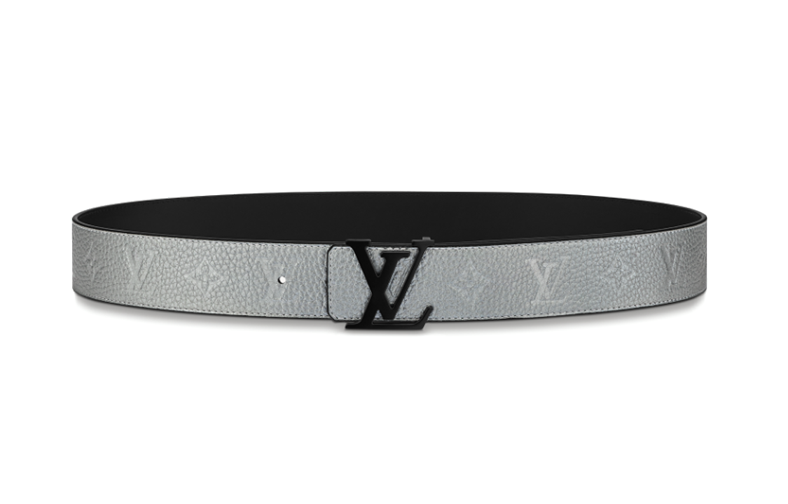 LOUIS VUITTON Cow Leather Leather Belts Unisex Black Width: 4cm