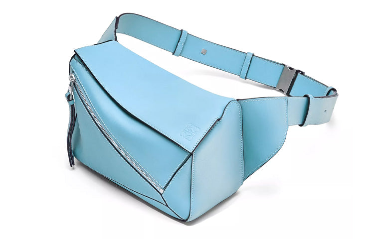 LOEWE Puzzle Bumbag In Classic Calfskin Small Olympic Blue