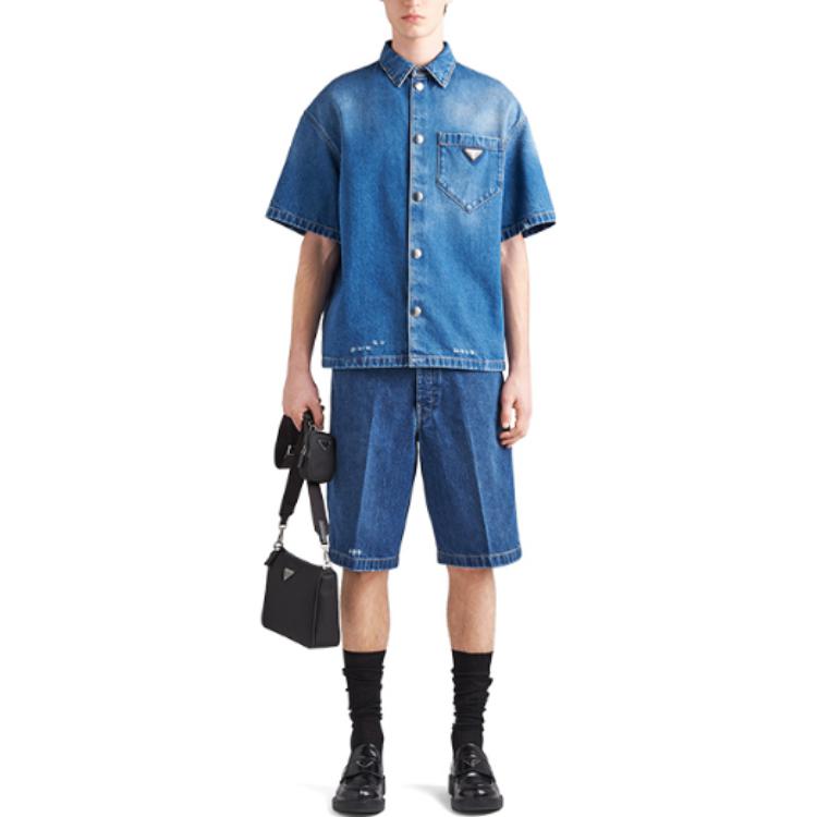 PRADA Denim Shorts Men Blue