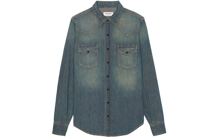 SAINT LAURENT Shirts Men Blue