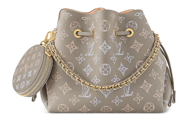 LOUIS VUITTON Bella Cow Leather Bucket Bags Crossbody Bag Shoulder Bag Regular Women's Gray Green
