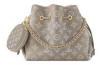 LOUIS VUITTON Bella Cow Leather Bucket Bags Crossbody Bag Shoulder Bag Regular Women's Gray Green