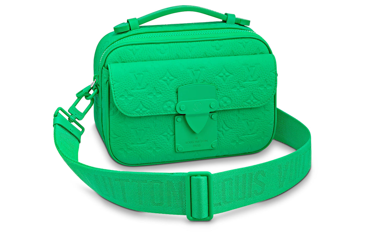 LOUIS VUITTON S Lock Messenger Monogram Embossed Minty Green