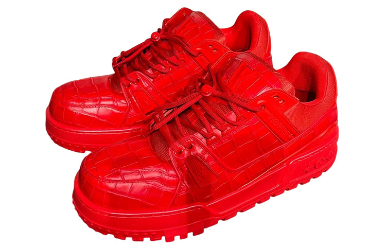 LOUIS VUITTON Trainer Maxi Little Chubby Ding Low-Top Skateboard Shoes Men's Red