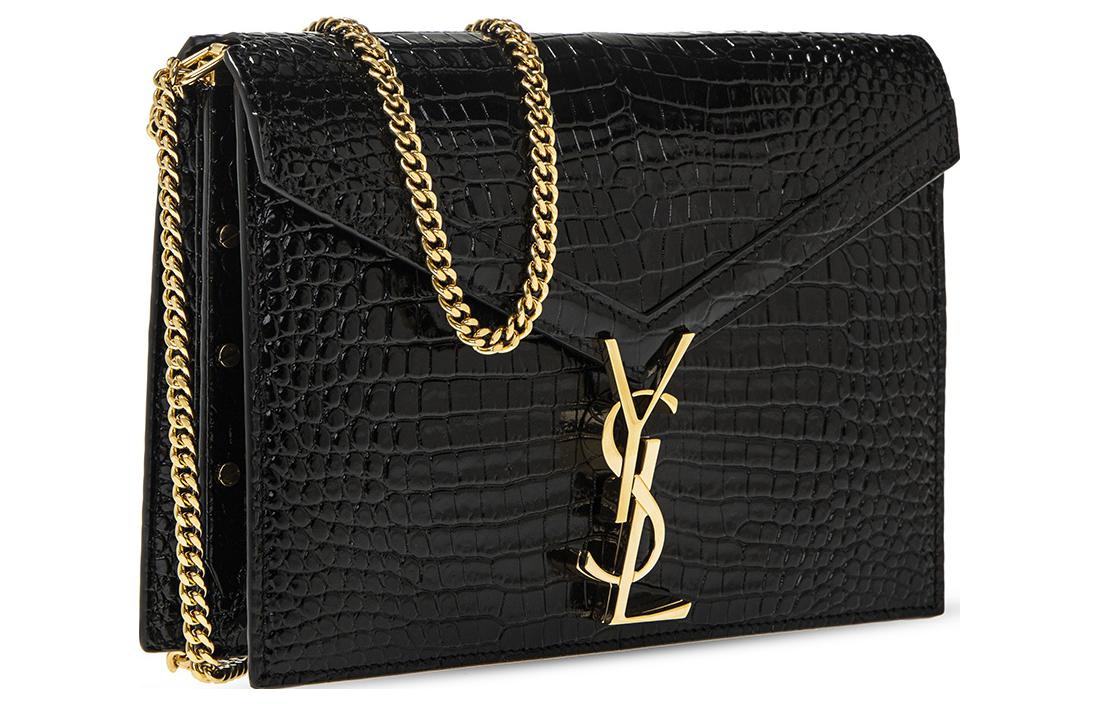 SAINT LAURENT CASSANDRA Shiny Cow Leather Portable Crossbody Bag, Shoulder Bag Women's Black