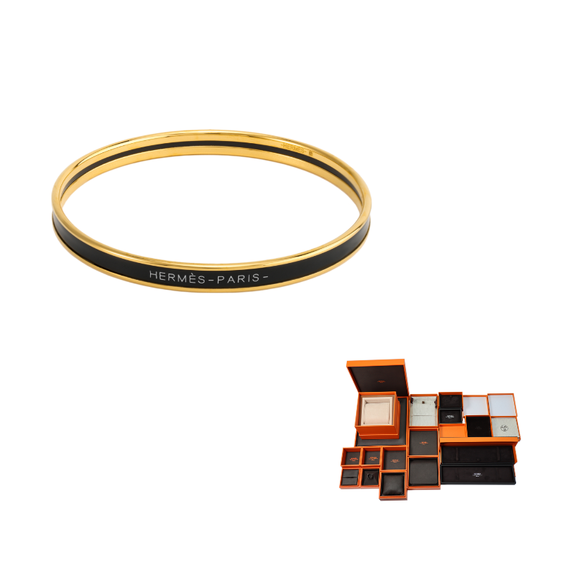 HERMES Gold-Plated Bangles Unisex Black