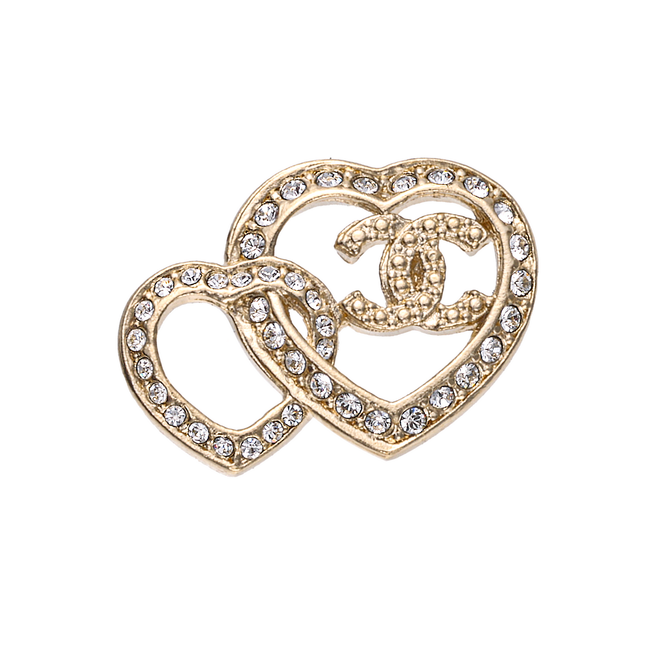 CHANEL 2022 Heart Rhinestone Earrings