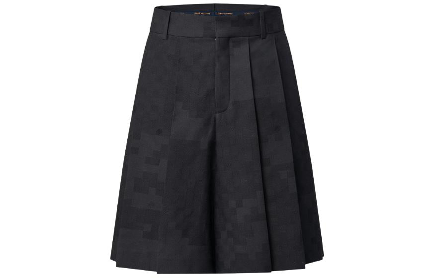 LOUIS VUITTON Pleated Silk And Wool Blend Damier Shorts