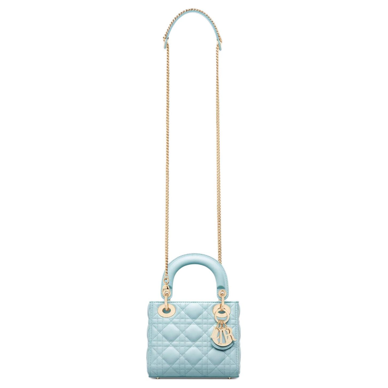 DIOR Lady Dior Wicker Pattern Sheepskin Lady Dior Bag, Shoulder Bag, Crossbody Bag, Handbag Mini Women's Space Blue