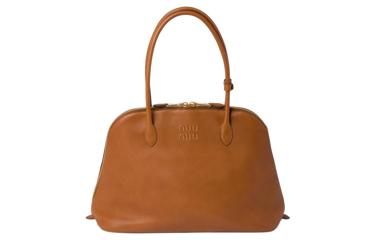 MIU MIU Leather One Shoulder Handbags Women's Connyk Brandy