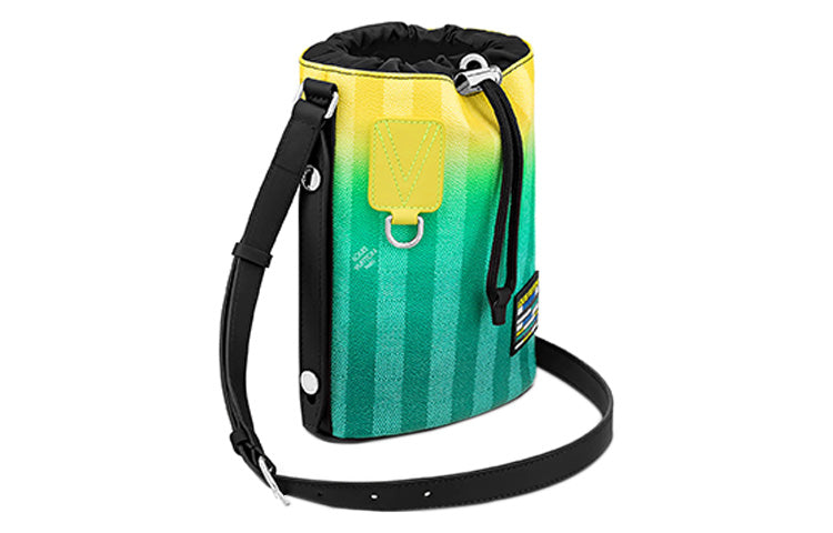 LOUIS VUITTON Damier Stripes Coated Canvas Bucket Bags Shoulder Bag Crossbody Bag Regular Men's Gradient Yellow Green