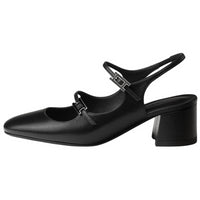 HERMES Jackie Chunky Heel Mary Jane Shoes 5cm Women's Black