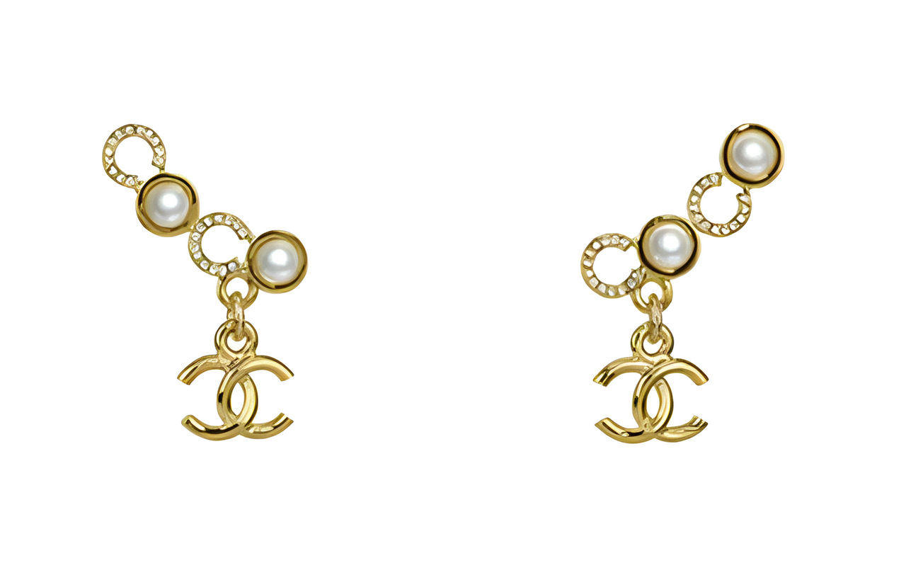 CHANEL Stud Earrings Women's Gold