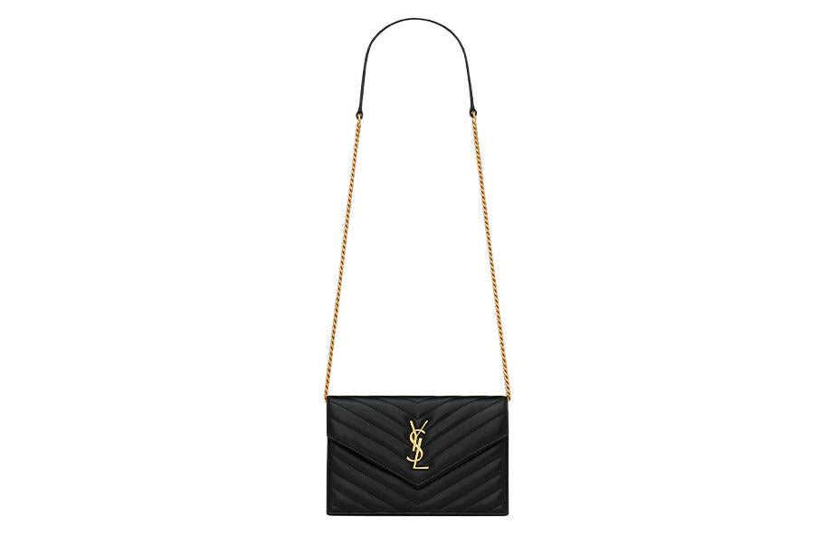 SAINT LAURENT CASSANDRE Sheepskin Handheld Crossbody Bag, Shoulder Bag Women's Black