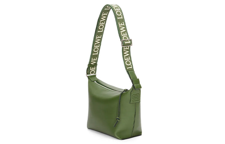 LOEWE Cubi Soft Smooth Cow Leather Messenger Bag, Shoulder Bag, Crossbody Bag Trumpets Men's Forest Green