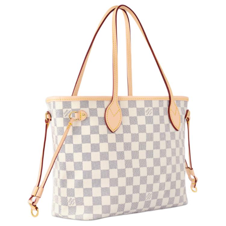 LOUIS VUITTON NEVERFULL Damier Azur Coated Canvas Tote Bag Shopping Bag Handbag Shoulder Bag Women's Pink