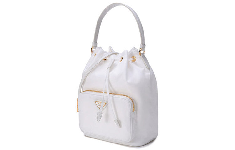 PRADA Nylon Bucket Bags Crossbody One Shoulder Handbags Women's White