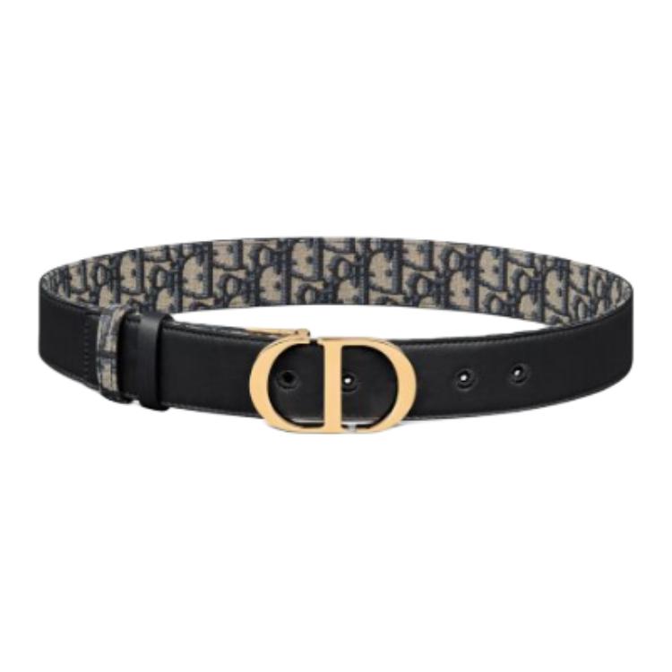 DIOR Calfskin Leather Belts Women's Blue Width 3.5CM