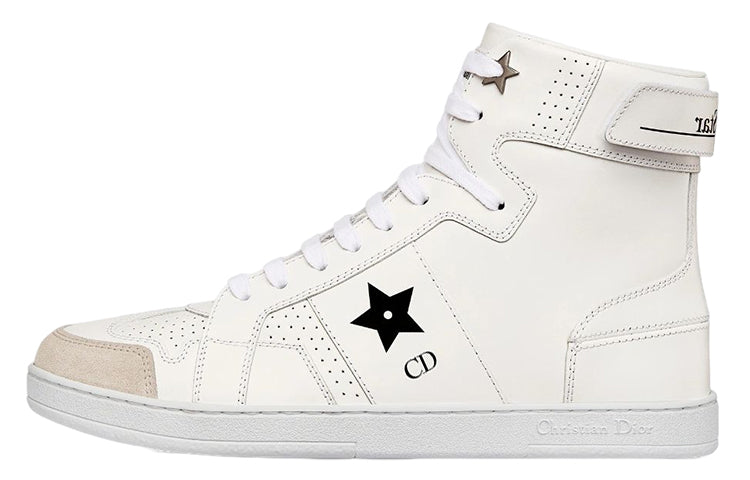 DIOR Star Platform Shoes High Top Stylish Skateboarding Shoes Women's White