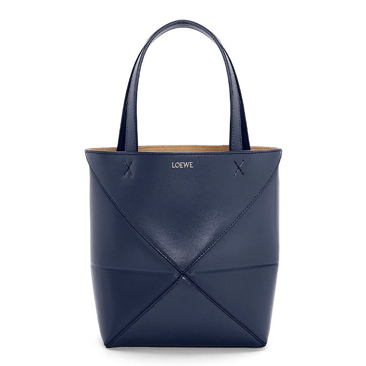 LOEWE Shiny Cow Leather Tote Bag, Shopping Bag, Handbag Mini Women's Dark Blue