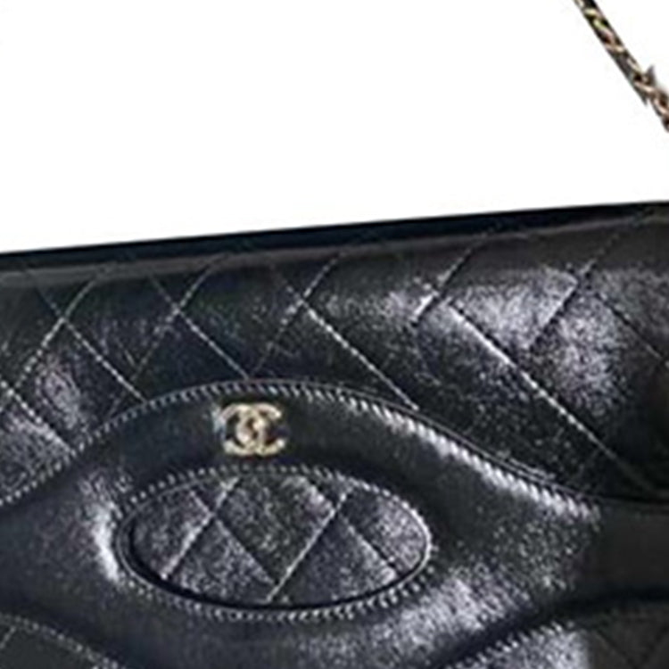 CHANEL Waxed Cow Leather Shoulder Bag Portable Crossbody Bag Shoulder Bag Mini Women's Black