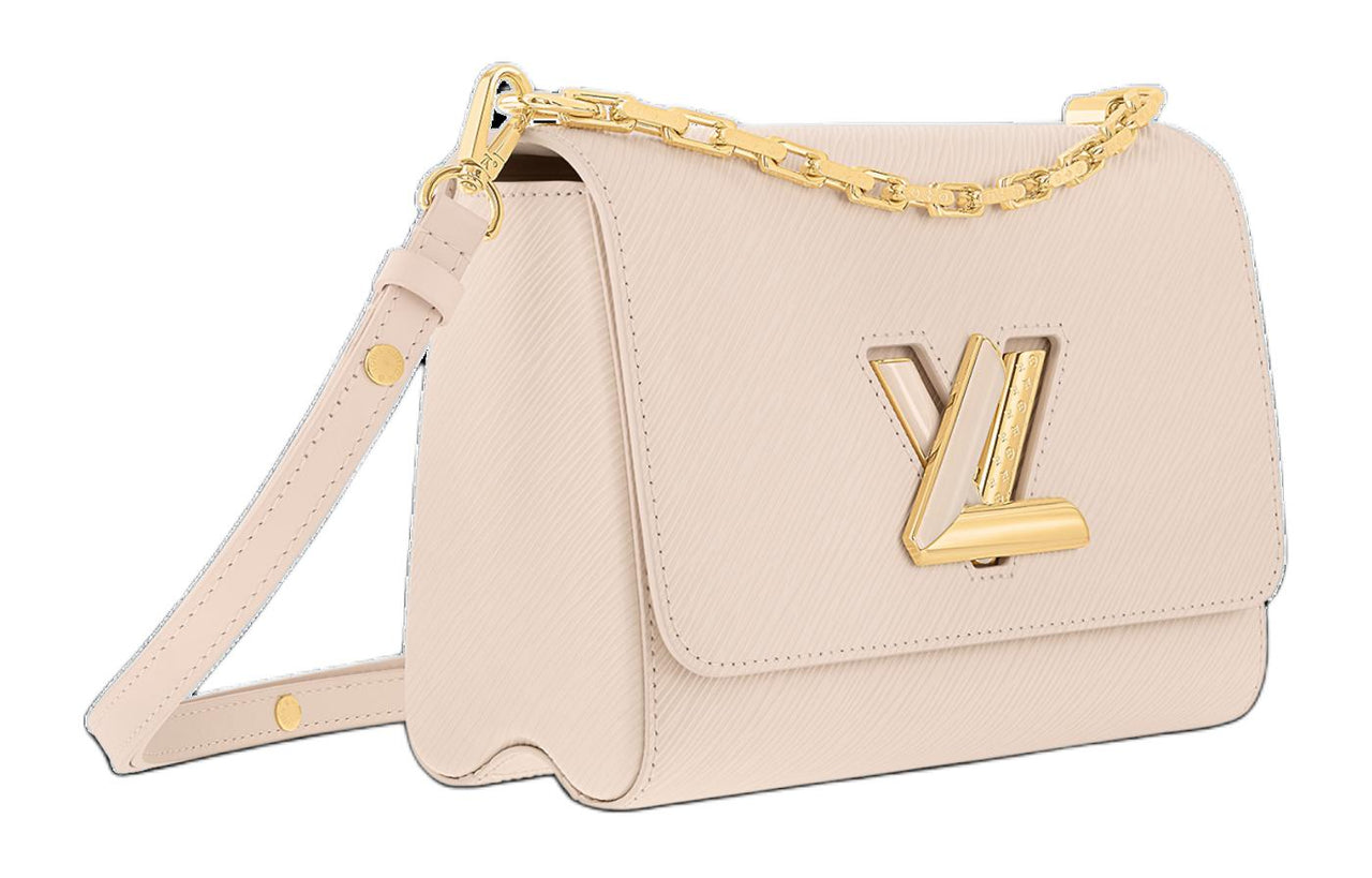LOUIS VUITTON Twist Epi Textured Leather Patchwork Cow Leather Shoulder Bag Medium Size Women's Quartz White