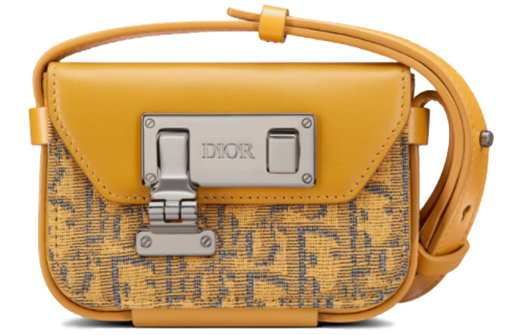 DIOR Lock Smooth Cow Leather Clutch, Shoulder Bag, Crossbody Bag Mini Men's Gold