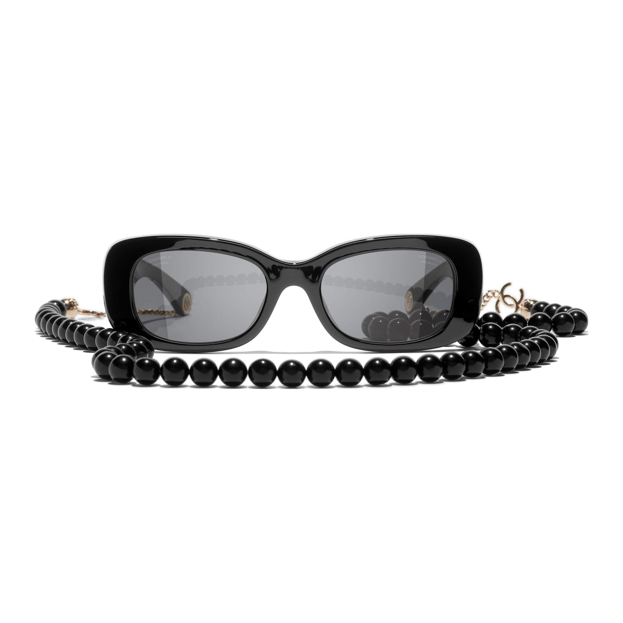 CHANEL Acetate Rectangular Sunglasses Unisex Black