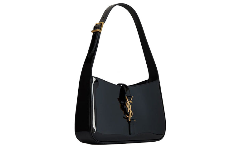 SAINT LAURENT LE5A7 Patent Leather, Cow Leather Shoulder Bag, Hobo Bag, Handbag, Shoulder Bag Women's Black
