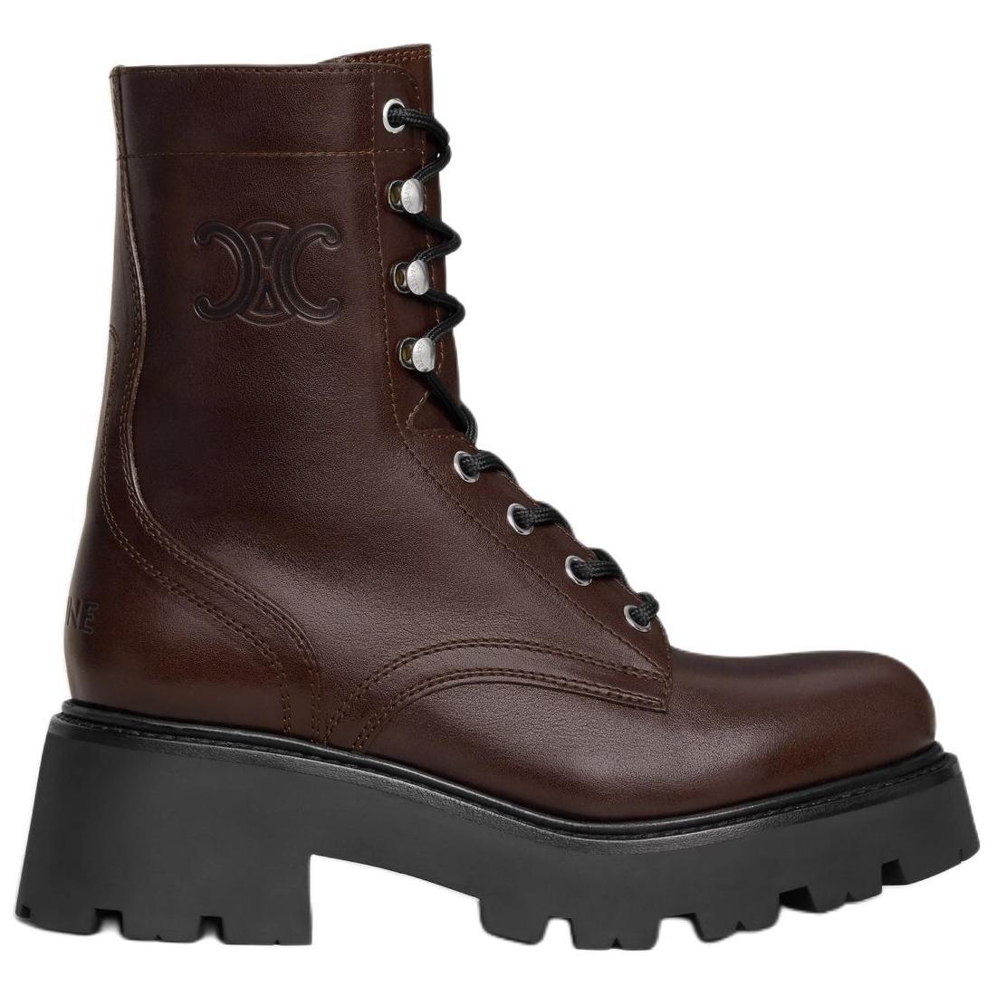 CELINE Triomphe Ankle Boots 4.5cm Women's Brown