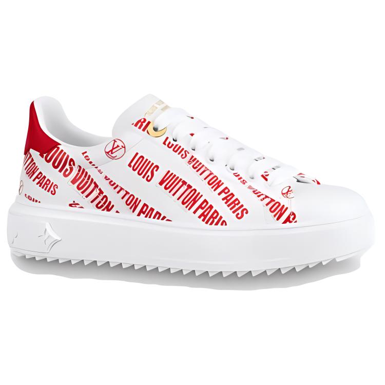 LOUIS VUITTON Time Out Stylish Skateboarding Shoes Women's White Red