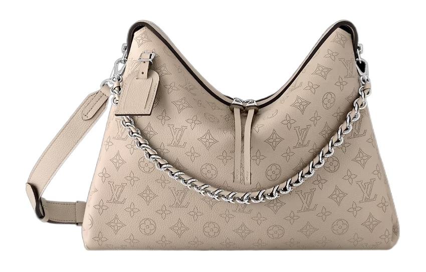 LOUIS VUITTON Leather Shoulder Bag Women's Pebble Gray