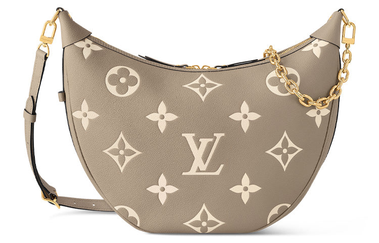 LOUIS VUITTON Loop Grained Cow Leather Shoulder Bag Crossbody Bag Regular Women's Dove Gray With Cream Accents