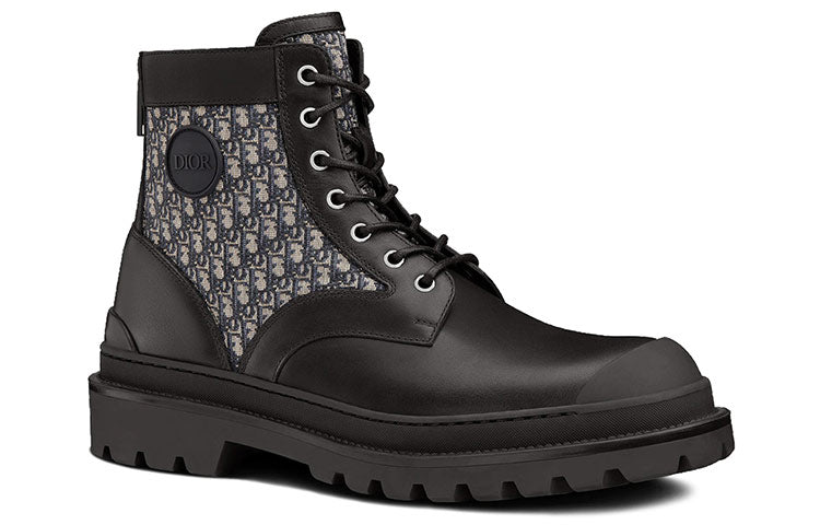 DIOR Explorer Ankle Boot Black Beige DIOR Oblique Jacquard