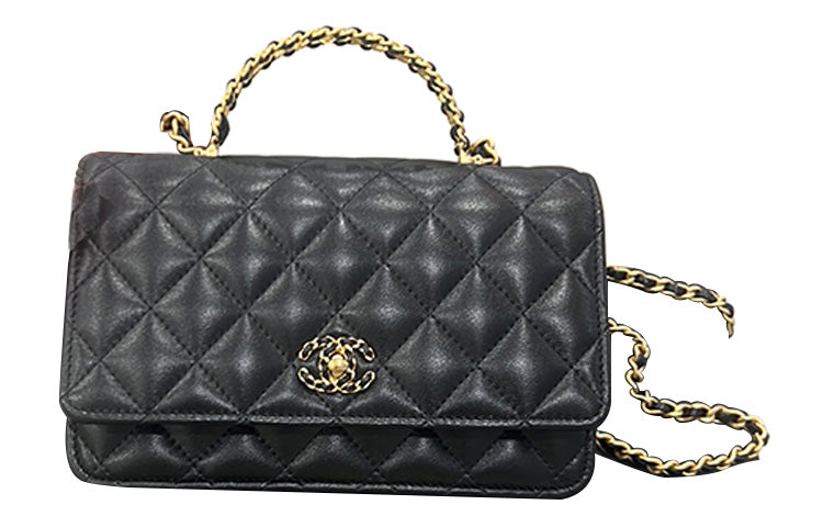 CHANEL WOC Sheepskin Handbag, Shoulder Bag, Crossbody Bag Small Size Women's Black