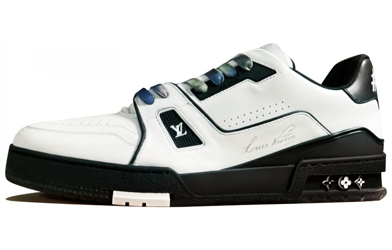 LOUIS VUITTON Trainer Low Top Stylish Skateboarding Shoes Men's White Black