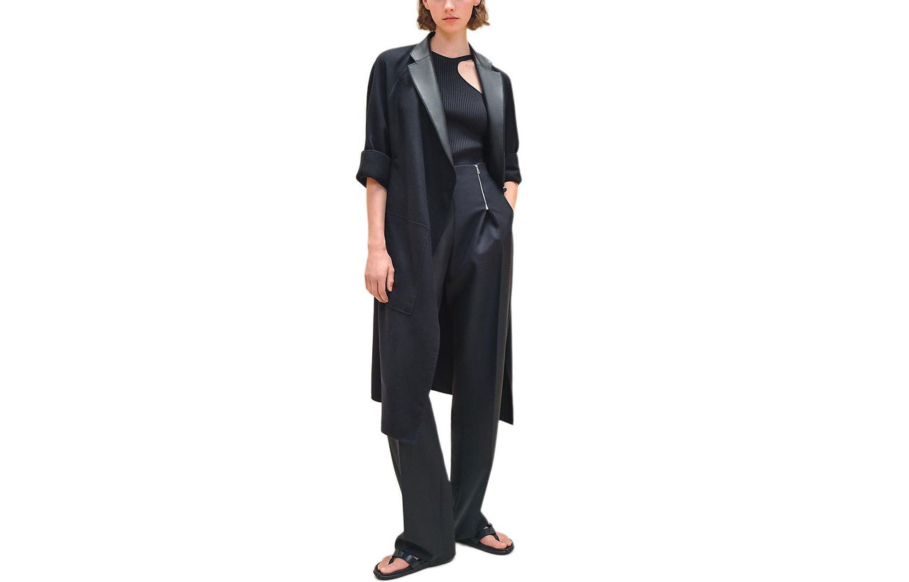 HERMES Coats Women's Black Blue